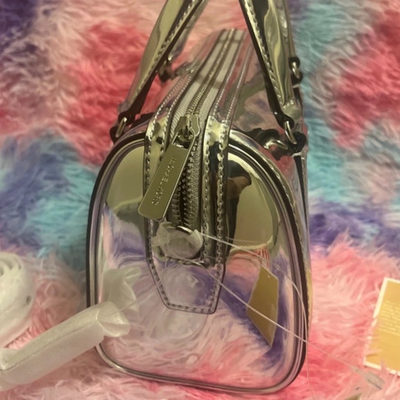 Michael Kors Metallic Silver Mini Satchel Crossbody Bag NWT w/ Strap - Picture 6 of 8